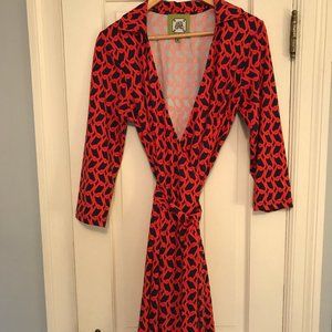 Elizabeth McKay Red Wrap Dress Size M